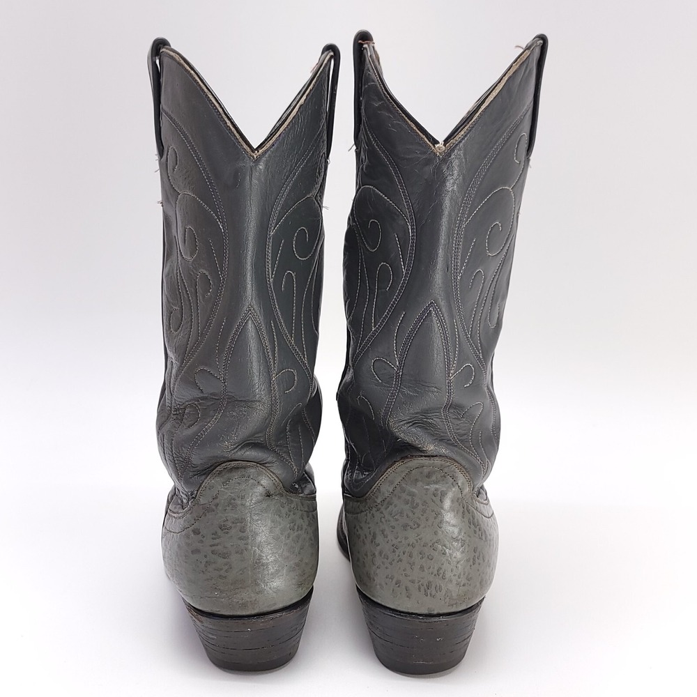 Vintage Biltrite Gray Leather Western Cowboy Boots Men's 9 D Boot Country Rodeo - Picture 5 of 9